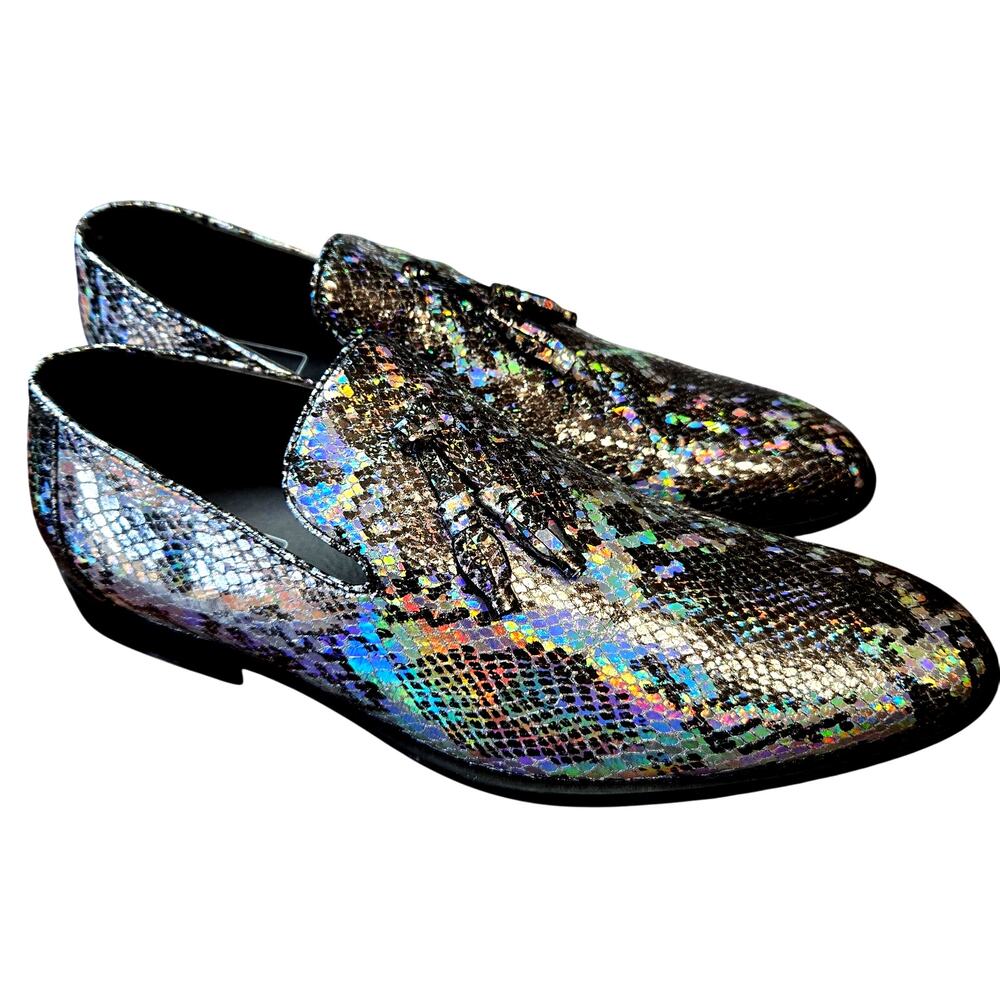 Asos 12 Men's Snake Skin Print Dress Shoe Oxford Derby Brogues Tassels